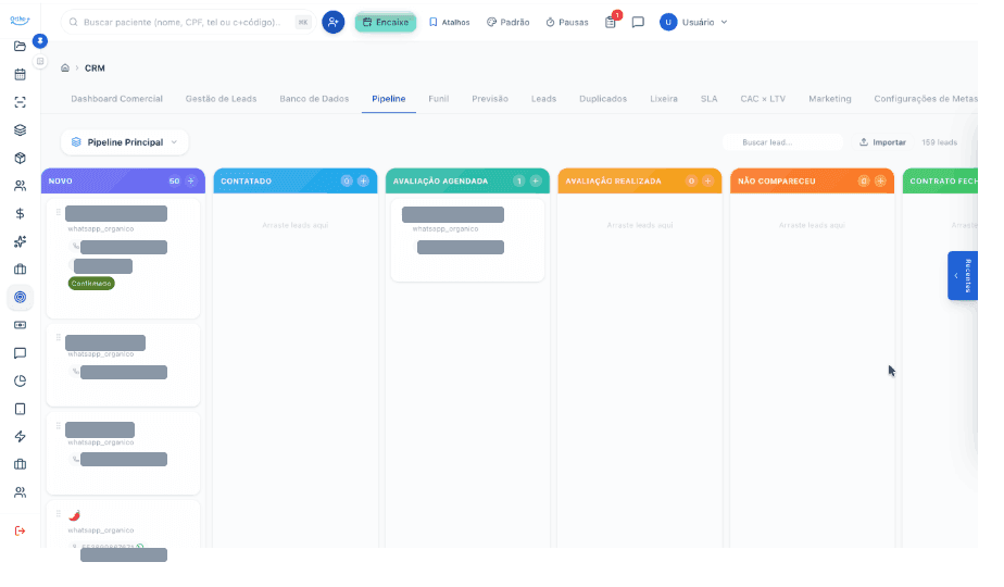 CRM comercial · pipeline de leads